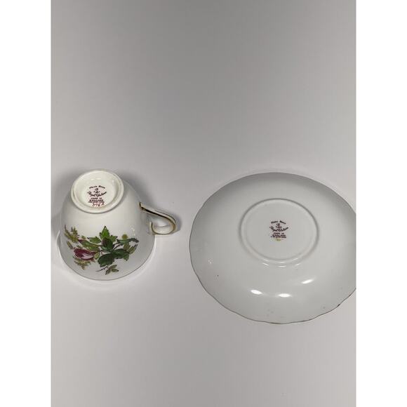 Vintage Royal Chelsea Fine Bone China England Moss Rose Demitasse Teacup Saucer - Picture 6 of 10